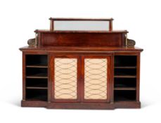 A Regency rosewood and parcel gilt breakfront chiffonier side cabinet