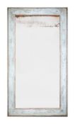 A late 19th century large pale blue painted pier mirror