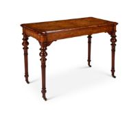 A Victorian burr walnut and rosewood crossbanded card table