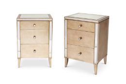A pair of 'Ella' silvered and mirrored bedside tables by And So To Bed