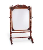 A small Regency mahogany cheval dressing mirror