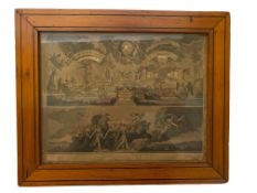 A framed engraved perpetual calendar, circa 1820