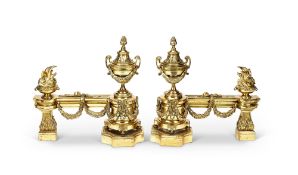 A pair of late 19th century French gilt bronze chenets