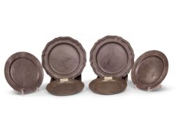 Three pairs of 18th century pewter plates