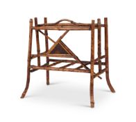 A late Victorian bamboo two-division magazine rack