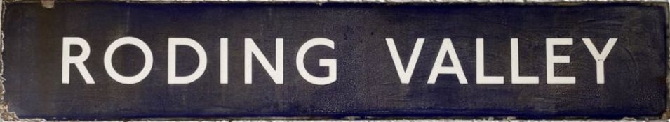 London Underground enamel PLATFORM SIGN from Roding Valley station on the Hainault loop of the