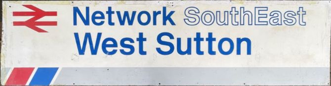 Network Southeast STATION SIGN, possibly a running-in board, from West Sutton, the former SR station