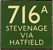 London Transport coach stop enamel E-PLATE for Green Line route 716A destinated Stevenage via