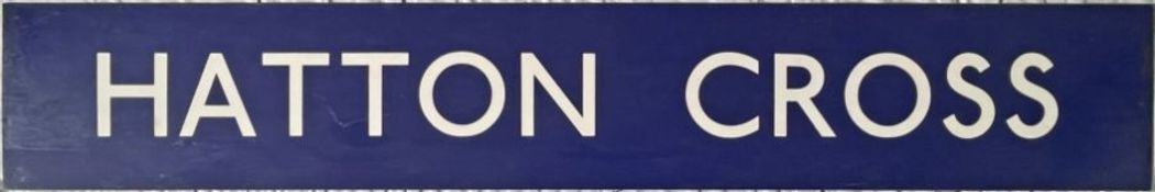 London Underground PLATFORM SIGN from Hatton Cross station, the last stop on the Piccadilly Line