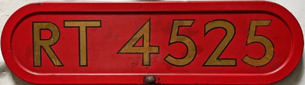 London Transport RT-bus bonnet FLEETNUMBER PLATE from RT 4525. The original RT 4525, a green '