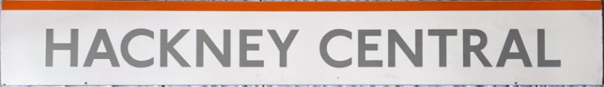London Overground enamel PLATFORM FRIEZE PANEL from Hackney Central station on the North London