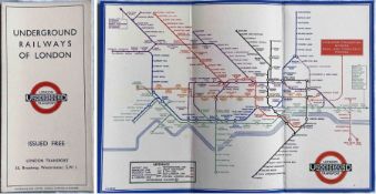 1933 London Underground H C Beck diagrammatic, card POCKET MAP from the first-year series titled '