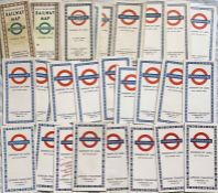 Good quantity (26) of 1930s-1969 London Underground POCKET MAPS comprising 24 x diagrammatic card