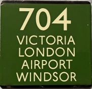 London Transport coach stop enamel E-PLATE for Green Line route 704 destinated Victoria, London