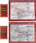 Pair of 1920s/30s Metropolitan Railway MAPS OF LONDON, the Met's own version of the London