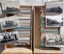 2 boxes (estimated 1,500+) of postcard-size, b&w RAILWAY PHOTOGRAPHS of Southern Railway (&