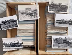 2 boxes (estimated 1,800+) of postcard-size, b&w RAILWAY PHOTOGRAPHS of Southern Railway (&