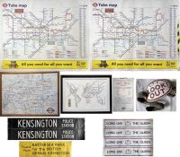 Bundle (13) of misc London Transport/TfL items comprising 2 x 1999 laminated, quad-royal Underground