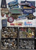 Very large quantity (est 250+) of bus etc PINS & LAPEL BADGES (50+), UNIFORM BUTTONS (100+), CLOTH