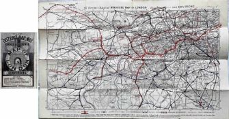 1902 District Railway 'POCKET REFERENCE MAP OF LONDON & ENVIRONS' with cover illustration of steam
