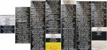 London Bus DESTINATION BLIND from an MA-class Mercedes midibus at Westbourne Park (X) garage and