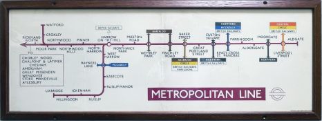 1959 (3/59) London Underground Metropolitan Line CAR DIAGRAM from compartment stock, mounted
