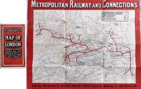 c1931 Metropolitan Railway POCKET MAP, the Met's version of the London Underground map, with its own
