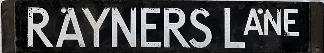 London Underground Standard or 1938-Tube Stock enamel CAB DESTINATION PLATE for Rayners Lane on