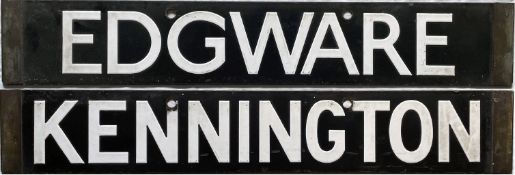 London Underground 1938-Tube Stock enamel CAB DESTINATION PLATE for Edgware / Kennington on the