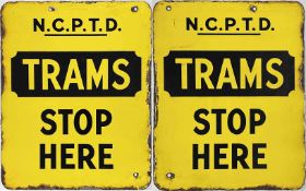 Newcastle Corporation Passenger Transport Department enamel TRAM STOP FLAG (compulsory). A double-