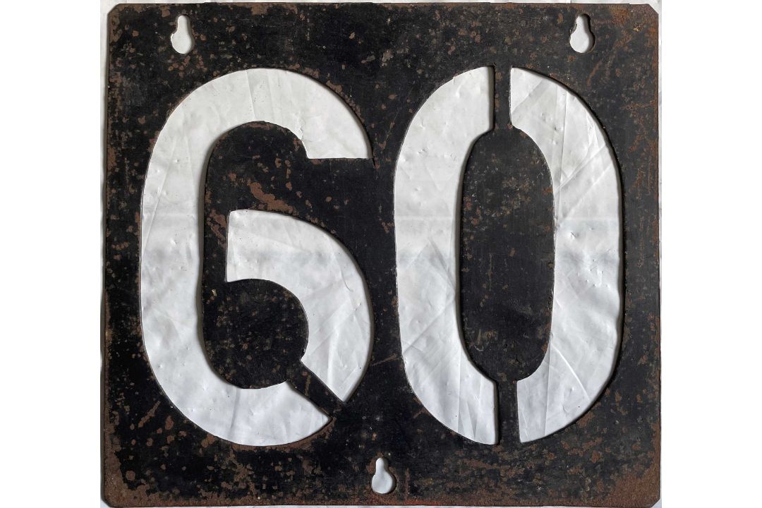 London Transport tram ROUTE STENCIL PLATE for service 60 which was a rush-hours only route from