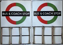 1950s/60s London Transport enamel BUS & COACH STOP FLAG (Compulsory). An E6-size, double-sided,