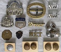 Selection (21 items) of TRAMWAY CAP & LAPEL BADGES, BUCKLE & BUTTONS etc including examples from