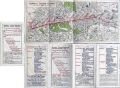 c1902 Central London Railway fold-out POCKET MAP produced to promote its service from Bank to