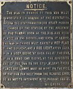 GWR (untitled) cast-iron GUNPOWDER VAN NOTICE re placing of red flag or red light at outstation