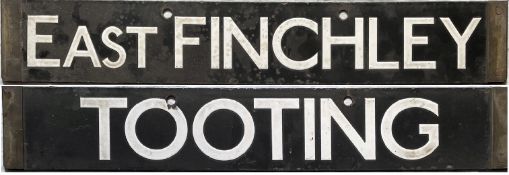 London Underground 38-Tube Stock enamel CAB DESTINATION PLATE for East Finchley / Tooting on the