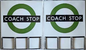 1950s/60s London Transport enamel COACH STOP FLAG, an E3 'Compulsory' version with runners for 3 e-