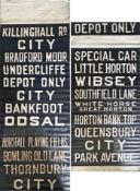 1940s Bradford Corporation TRAM DESTINATION BLIND. A complete, linen blind in generally good to very