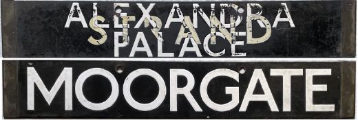 London Underground 1938-Tube Stock enamel CAB DESTINATION PLATE for Alexandra Palace / Moorgate on