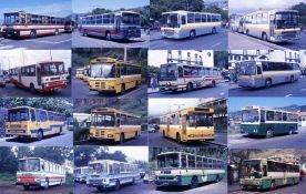 Very large quantity (200+) of original 35mm COLOUR SLIDES of buses in Madeira, Portugal. A variety