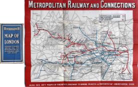 c1926 Metropolitan Railway POCKET MAP, the Met's version of the London Underground map, with its own