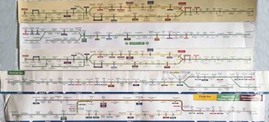 Selection (5) of London Underground CAR DIAGRAMS (line maps) for the District Line, all paper