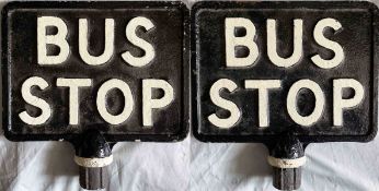 c1930s cast-alloy BUS STOP FLAG of the classic rural British type, designed to be fitted on top of a