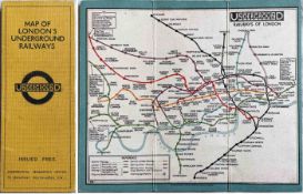 c1928/9 London Underground linen-card POCKET MAP from the Stingemore-designed series of 1925-32.