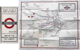 1923 London Underground MAP of the Electric Railways of London 