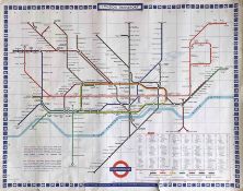 1967 London Underground quad-royal POSTER MAP designed by Paul Garbutt with date code 11/67. Shows