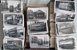 Very large quantity (2,700+) of postcard-size, b&w London trolleybus PHOTOGRAPHS, mostly taken