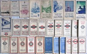 Large quantity (29) of London Tram/Tram & Trolleybus POCKET MAPS dated from 1918-1950 and consisting