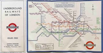 1933 London Underground H C Beck diagrammatic, card POCKET MAP from the first-year series titled '