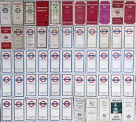 Large quantity (50) of London Underground POCKET MAPS, mostly diagrammatic, card type, dated from